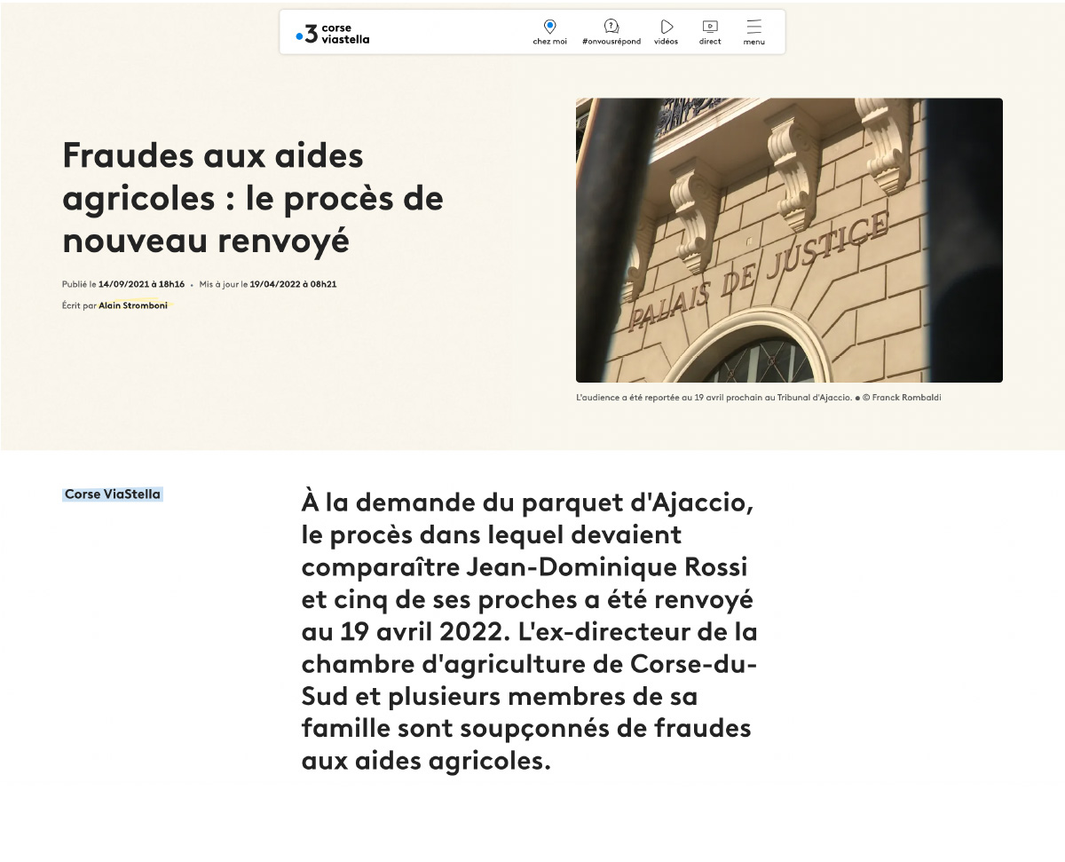 Gasbaoui Avocats - Article France 3 Corse ViaStella