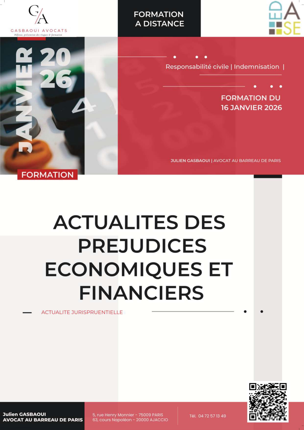 Visuel formation 16 janvier 2026 • Gasbaoui Avocats